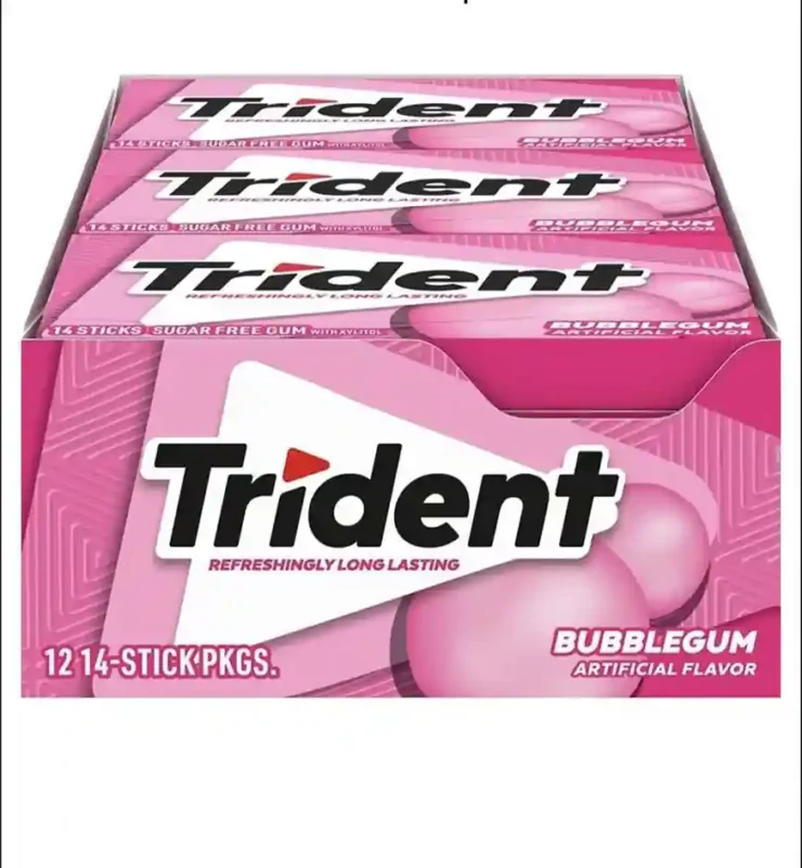 Trident Bubblegum Sugar Free Gum, 14 Sticks
