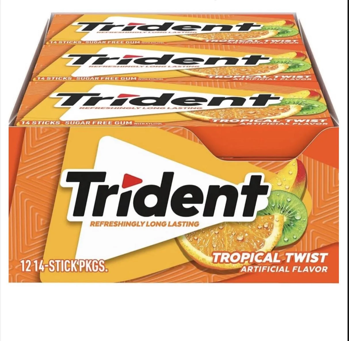 Trident Tropical Twist Sugar-Free Chewing Gum, 14 Sticks