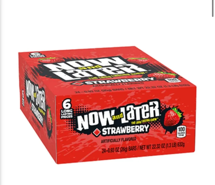 Now and later strawberry chews candy