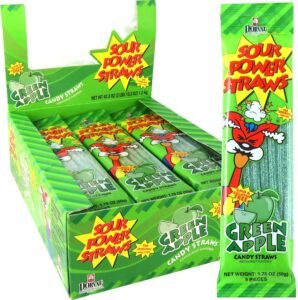 Sour Power Straws Green Apple Candy Straws