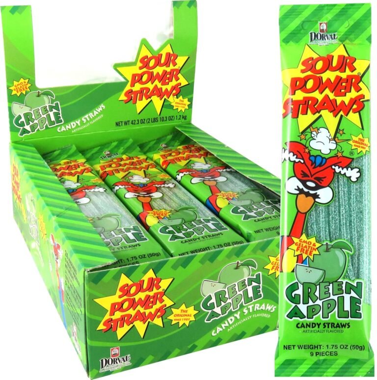 Sour Power Straws Green Apple Candy Straws