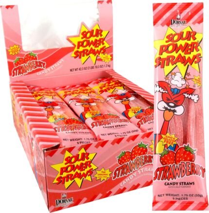 Sour Power Strawberry Candy Straws 1.75 OZ
