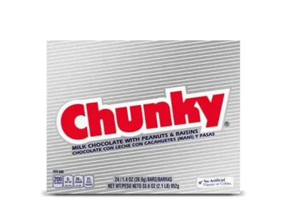 Chunky, Milk Chocolate with Freshly Roasted Peanuts and Chewy Raisins