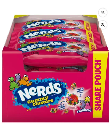 Nerds Gummy Clusters Candy, Rainbow, 3 Ounce Pouches (Pack of 12)
