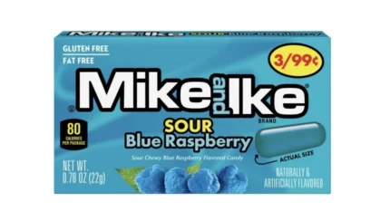 Mike and Ike Candy, sour blue raspberry, Pack of 12