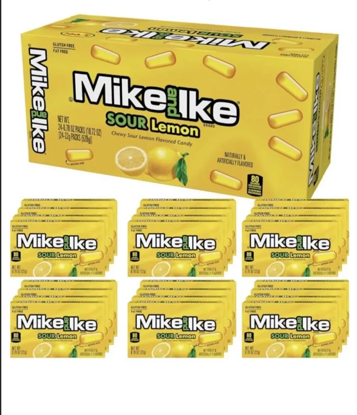 Mike and Ike Candy, sour lemon , Pack of 12 theater box