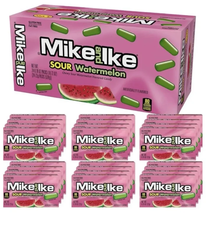 Mike and Ike Candy, sour watermelon , Pack of 12 theater box