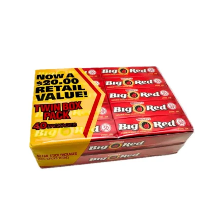 WRIGLEY'S Big Red Mint Chewing Gum Bulk Pack, 5 Stick (Pack of 40)