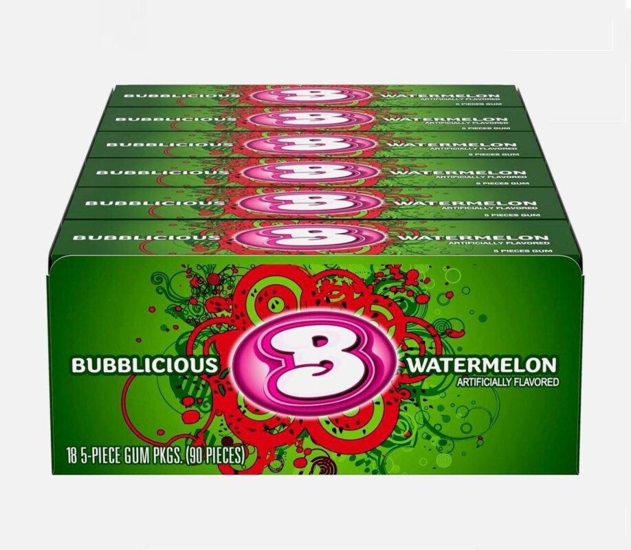 Bubblicious Watermelon Gum, 18 Packs of 5 Pieces 90 Total Pieces