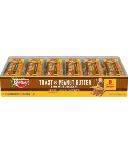 Keebler Toast Peanut Butter Sandwich Crackers Snack Pack, 1.8 Oz 12 pack